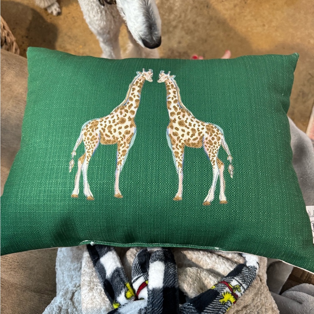 SEWING DOWN SOUTH Giraffes on Grass Lumbar Pillow